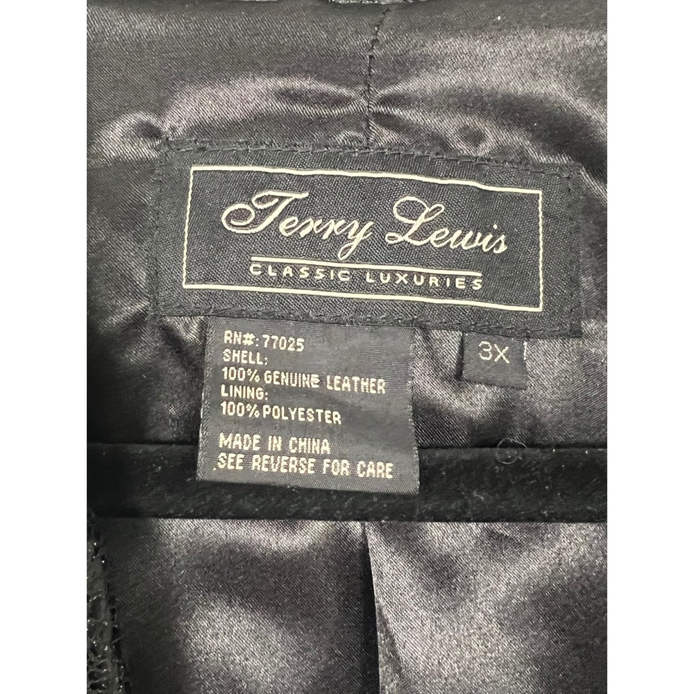 Terry Lewis Black Metallic Crackle Genuine Leather Blazer Jacket‎ Womens 3X Plus - Picture 5 of 10